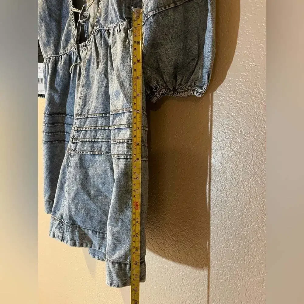 Free People Light Blue Denim Blouse